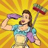 60586682 - female cleaner cleaning company pop art, vector illustration. housewife in retro style